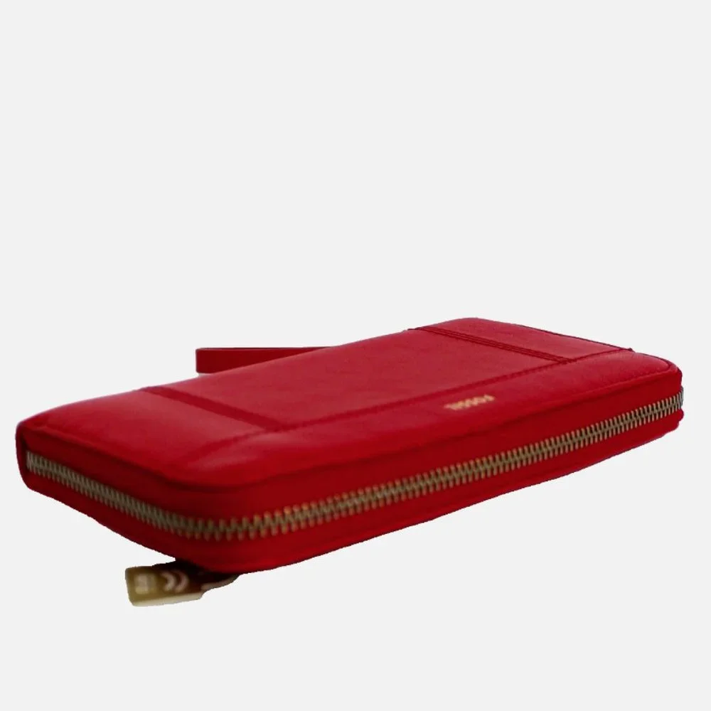 Fossil Jori RFID Leather Flap Clutch Wristlet Wallet Red
